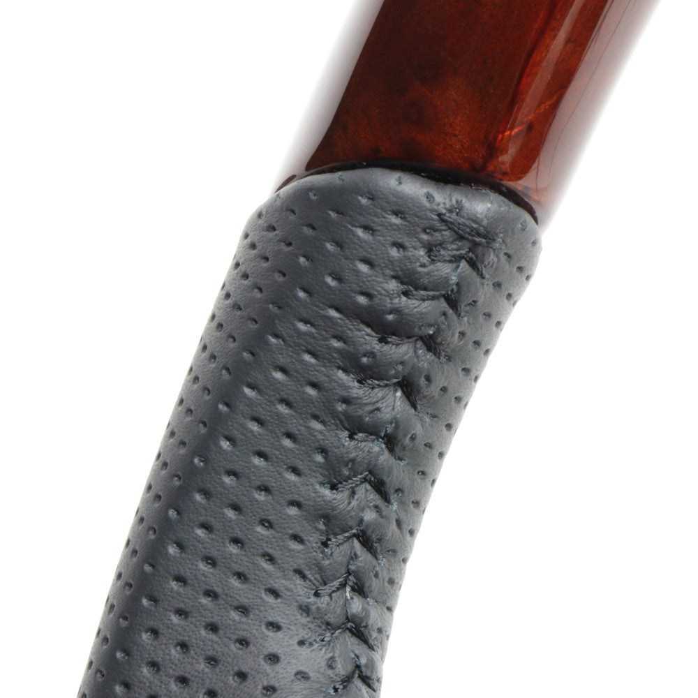 REAL ORIGINAL SERIES D SHAPE BROWN WOOD BLACK STITCH STEERING WHEEL FOR SUZUKI RANDY 90  TYK-BRW