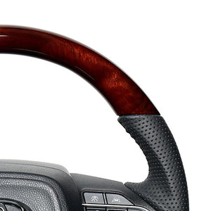 REAL ORIGINAL SERIES D SHAPE BROWN WOOD BLACK STITCH STEERING WHEEL FOR SUZUKI RANDY 90  TYK-BRW