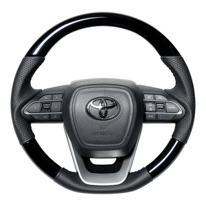 REAL ORIGINAL SERIES D SHAPE PIANO BLACK BLACK STITCH STEERING WHEEL FOR TOYOTA VOXY 90  TYK-PBW