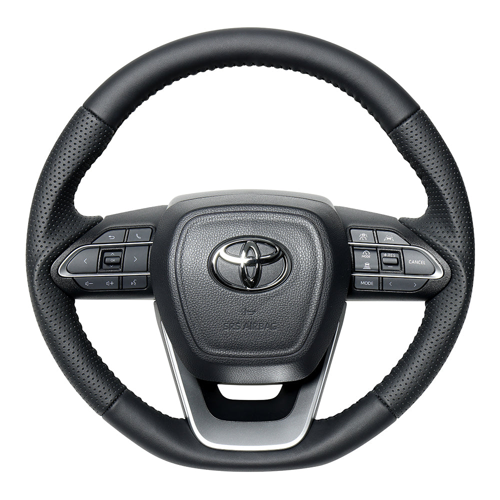 REAL ORIGINAL SERIES D SHAPE ALL LEATHER BLACK STITCH STEERING WHEEL FOR TOYOTA VOXY 90  TYK-LPB