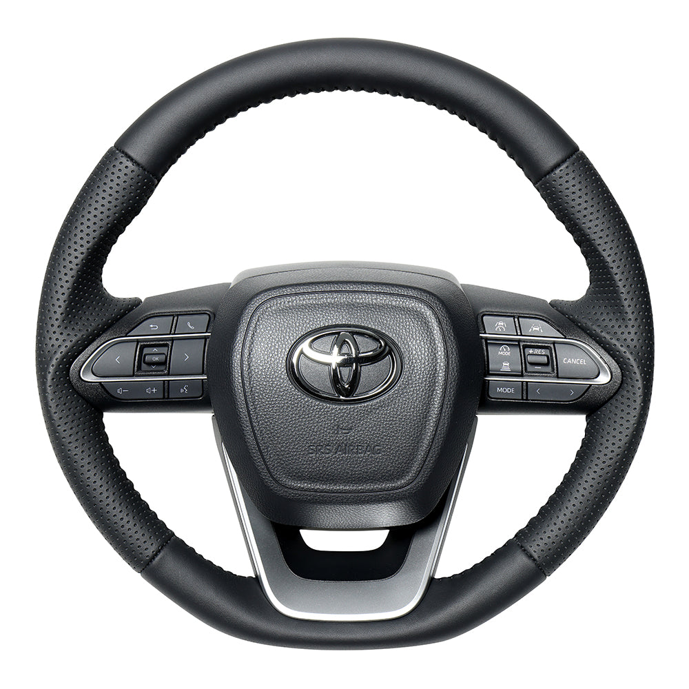 REAL ORIGINAL SERIES D SHAPE ALL LEATHER BLACK STITCH STEERING WHEEL FOR TOYOTA NOAH 90  TYK-LPB
