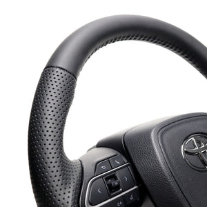 REAL ORIGINAL SERIES D SHAPE ALL LEATHER BLACK STITCH STEERING WHEEL FOR SUZUKI RANDY 90  TYK-LPB