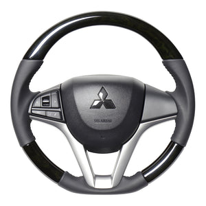 REAL ORIGINAL SERIES SOFT D SHAPE BLACK WOOD BLACK STITCH STEERING WHEEL FOR MAZDA FLARE WAGON MM53S  SZC-BKW-BK