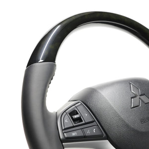 REAL ORIGINAL SERIES SOFT D SHAPE BLACK WOOD BLACK STITCH STEERING WHEEL FOR MAZDA FLARE WAGON MM53S  SZC-BKW-BK