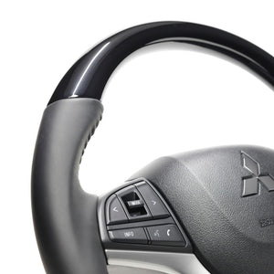 REAL ORIGINAL SERIES SOFT D SHAPE PIANO BLACK BLACK STITCH STEERING WHEEL FOR MAZDA FLARE MJ55S  SZC-PBW-BK