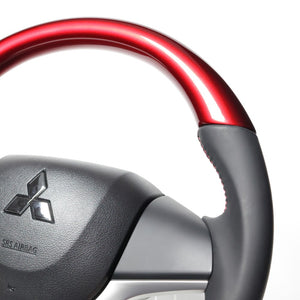 REAL ORIGINAL SERIES SOFT D SHAPE PEARL RED RED X BLACK EURO STITCH STEERING WHEEL FOR MAZDA FLARE WAGON MM53S  SZC-RDW-RD