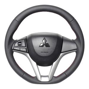 REAL ORIGINAL SERIES SOFT D SHAPE ALL LEATHER RED X BLACK EURO STITCH STEERING WHEEL FOR MAZDA FLARE MJ55S  SZC-LPB-RD