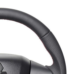 REAL ORIGINAL SERIES SOFT D SHAPE ALL LEATHER RED X BLACK EURO STITCH STEERING WHEEL FOR MAZDA FLARE MJ55S  SZC-LPB-RD