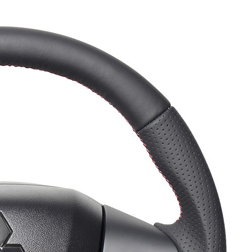 REAL ORIGINAL SERIES SOFT D SHAPE ALL LEATHER RED X BLACK EURO STITCH STEERING WHEEL FOR MAZDA FLARE WAGON MM53S  SZC-LPB-RD