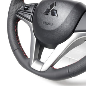 REAL ORIGINAL SERIES SOFT D SHAPE ALL LEATHER RED X BLACK EURO STITCH STEERING WHEEL FOR MAZDA FLARE WAGON MM53S  SZC-LPB-RD