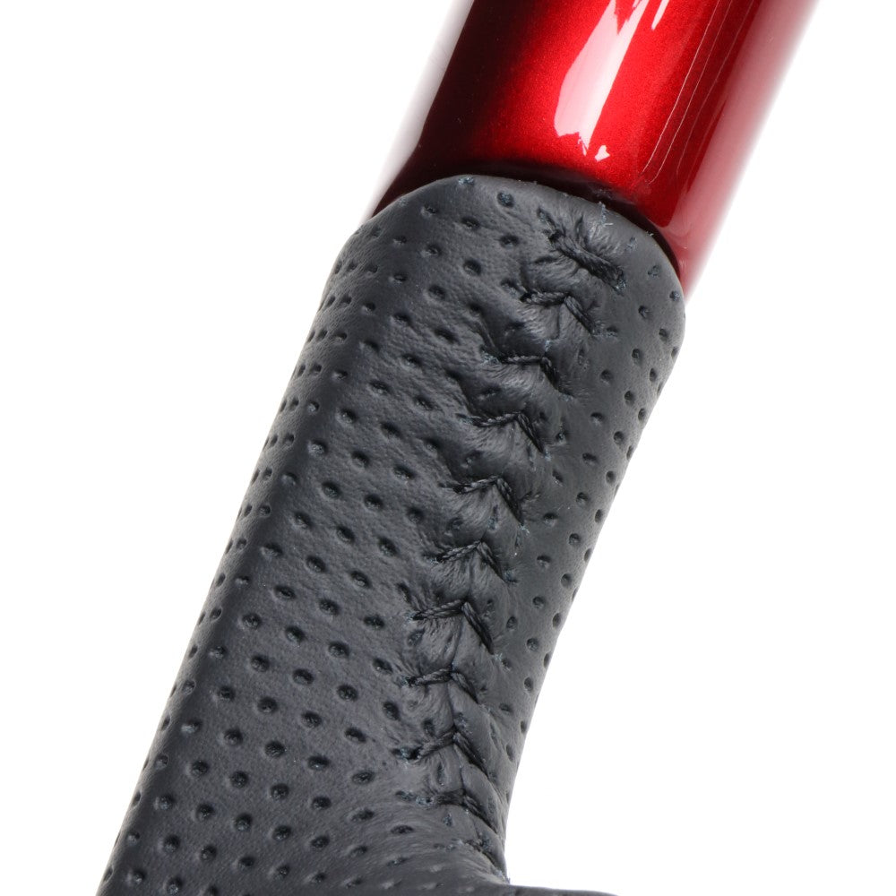 REAL ORIGINAL SERIES SOFT D SHAPE PEARL RED BLACK STITCH STEERING WHEEL FOR TOYOTA PIXIS TRUCK S500U: KOUKI 510U: KOUKI  DIB-RDW-BK