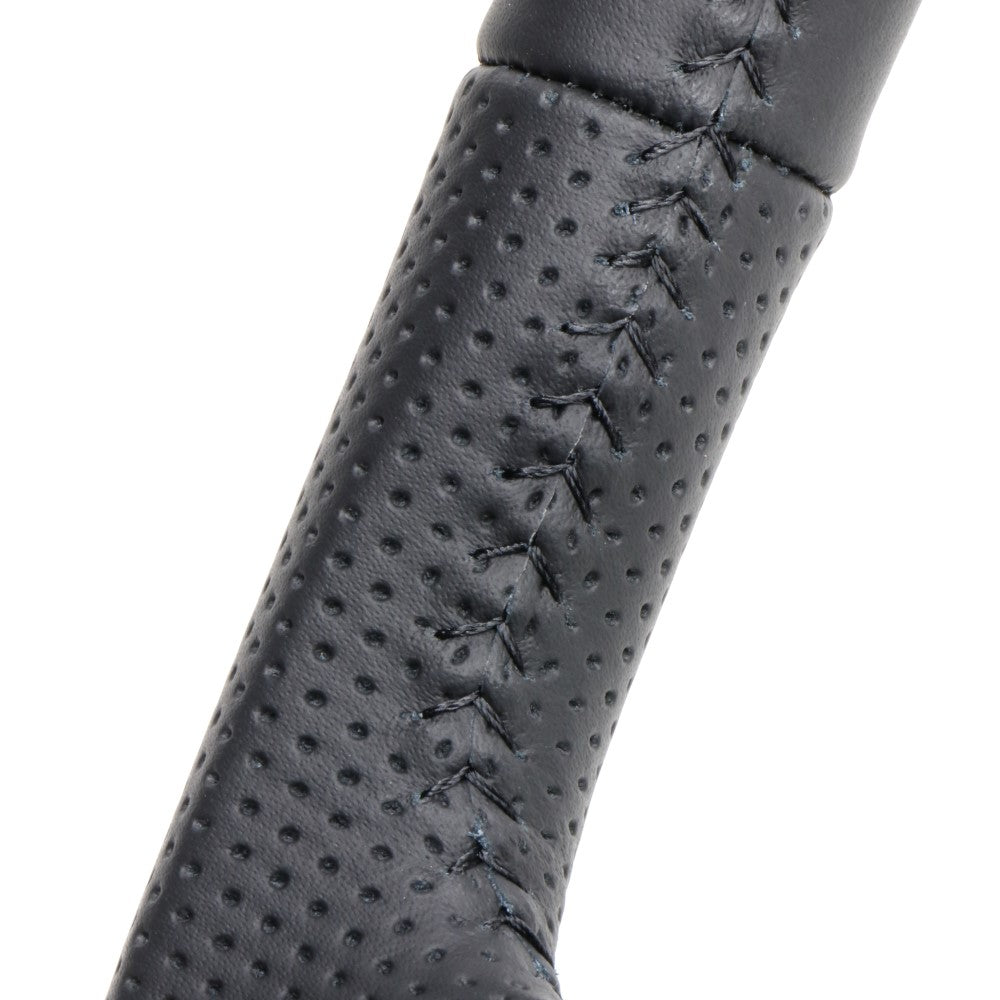 REAL ORIGINAL SERIES SOFT D SHAPE ALL LEATHER BLACK STITCH STEERING WHEEL FOR DAIHATSU MOVE CANVAS LA850S LA860S  DIB-LPB-BK