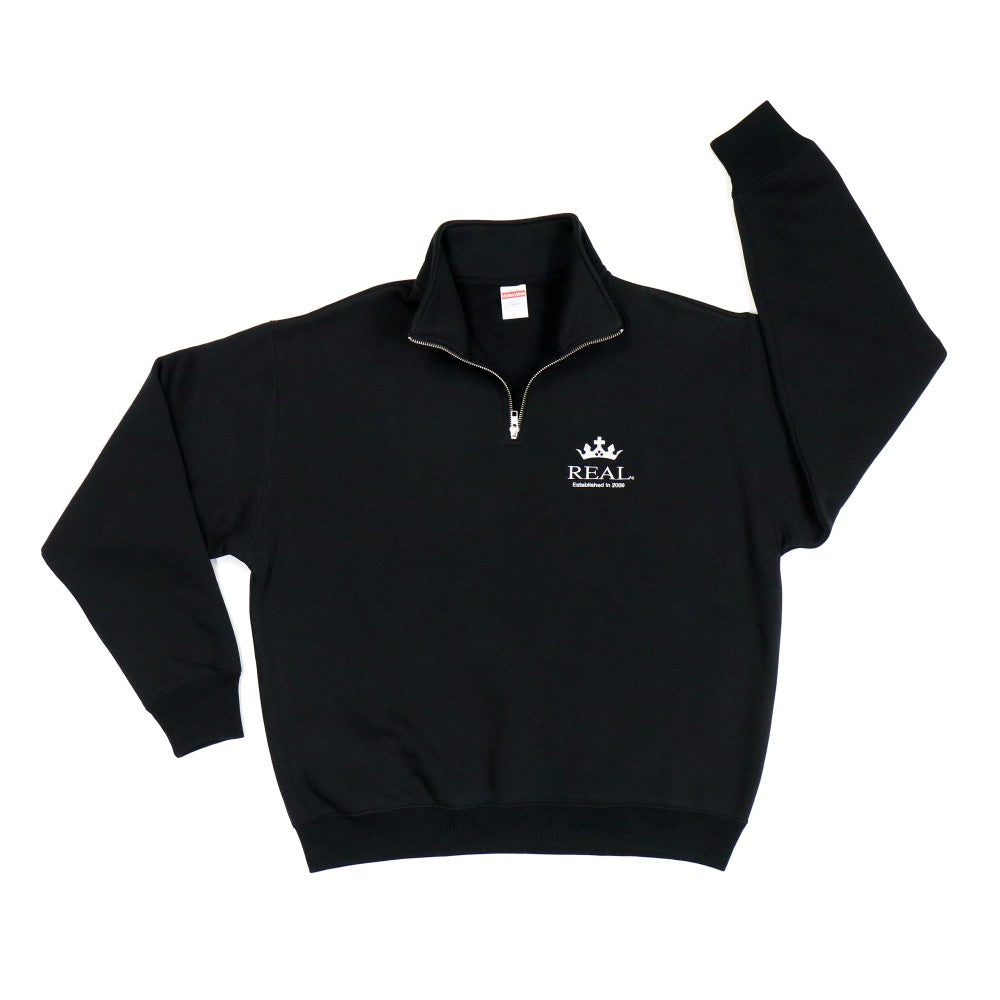 REAL HALF ZIP SWEATSHIRT BLACK XL SIZE REAL-HZP-BK-XL