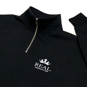 REAL HALF ZIP SWEATSHIRT BLACK XL SIZE REAL-HZP-BK-XL
