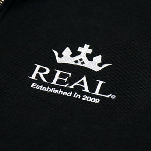 REAL HALF ZIP SWEATSHIRT BLACK L SIZE REAL-HZP-BK-L