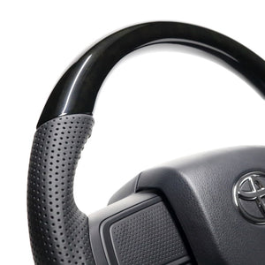 REAL ORIGINAL SERIES SOFT D SHAPE BLACK WOOD BLACK STITCH STEERING WHEEL FOR SUBARU SAMBAR TRUCK S500J:LATE S510J:LATE DIB-BKW-BK