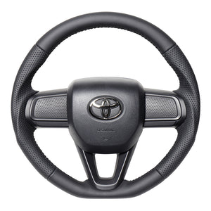 REAL ORIGINAL SERIES SOFT D SHAPE ALL LEATHER BLACK STITCH STEERING WHEEL FOR DAIHATSU TUFT LA900S LA910S  DIB-LPB-BK