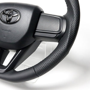 REAL ORIGINAL SERIES SOFT D SHAPE ALL LEATHER BLACK STITCH STEERING WHEEL FOR DAIHATSU TUFT LA900S LA910S  DIB-LPB-BK