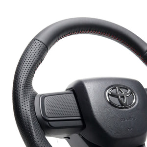 REAL ORIGINAL SERIES SOFT D SHAPE ALL LEATHER RED STITCH STEERING WHEEL FOR SUBARU CHIFFON LA650F LA660F DIB-LPB-RD