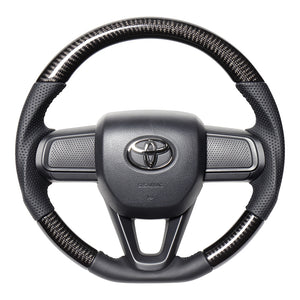 REAL ORIGINAL SERIES SOFT D SHAPE BLACK CARBON BLACK STITCH STEERING WHEEL FOR DAIHATSU HIJET CARGO S700V S710V DIB-BKC-BK