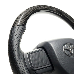 REAL ORIGINAL SERIES SOFT D SHAPE BLACK CARBON BLACK STITCH STEERING WHEEL FOR DAIHATSU TANTO LA650S LA660S DIB-BKC-BK