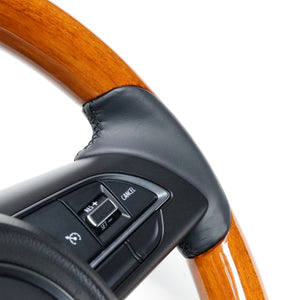 REAL ORIGINAL SERIES ALL WOOD ROUND SHAPE 05 LIGHT BROWN WOOD BLACK EURO STITCH STEERING WHEEL FOR SUZUKI JIMNY JB64W  SZBW-LBW-BK