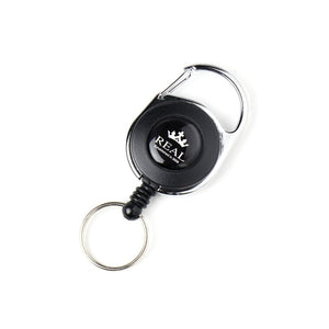 REAL REEL KEYCHAIN WITH REAL LOGO SMALL BLACK REAL-REEL-BK