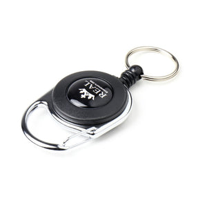 REAL REEL KEYCHAIN WITH REAL LOGO SMALL BLACK REAL-REEL-BK