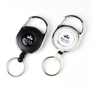 REAL REEL KEYCHAIN WITH REAL LOGO SMALL BLACK REAL-REEL-BK