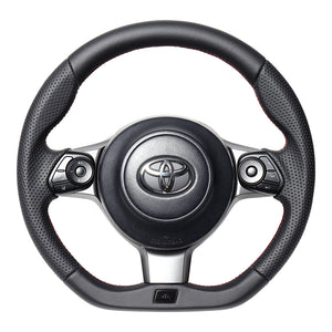 REAL ORIGINAL SERIES EMBLEM TYPE D SHAPE ALL LEATHER RED X BLACK EURO STITCH STEERING WHEEL FOR TOYOTA MARK X GRMN 130  GRM-LPB-RD