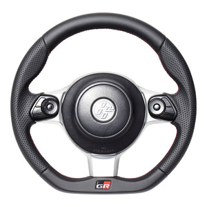 REAL ORIGINAL SERIES EMBLEM TYPE ALL LEATHER RED X BLACK EURO STITCH STEERING WHEEL FOR TOYOTA 86 ZN6 KOUKI GRM-LPB-RD