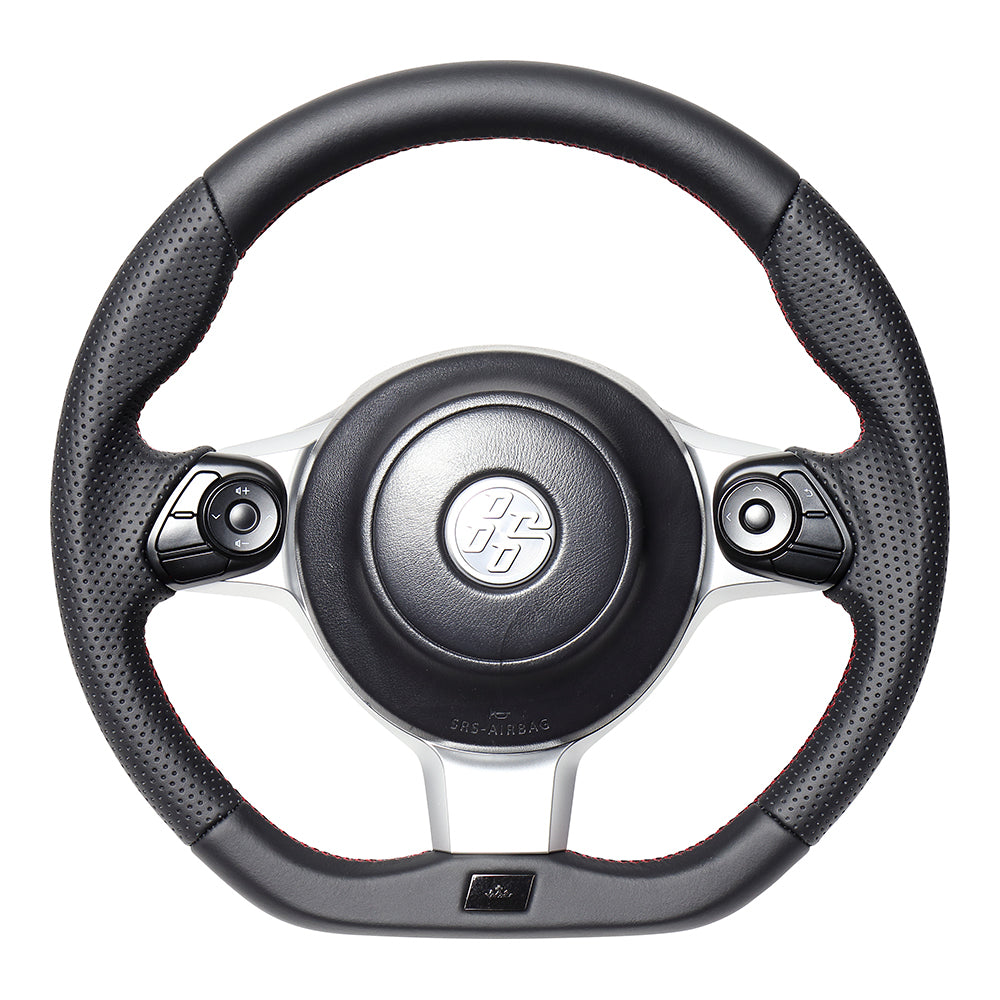 REAL ORIGINAL SERIES EMBLEM TYPE ALL LEATHER RED X BLACK EURO STITCH STEERING WHEEL FOR TOYOTA 86 ZN6 KOUKI GRM-LPB-RD