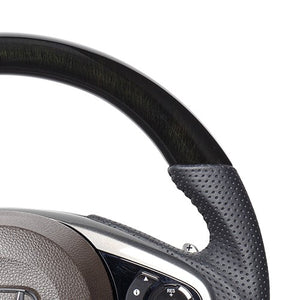 REAL ORIGINAL SERIES SOFT D SHAPE 38B BLACK WOOD BLACK STITCH STEERING WHEEL FOR HONDA N-WGN JH3 JH4 HND-38BBKW