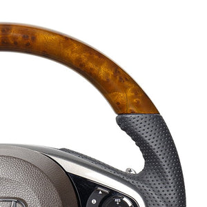 REAL ORIGINAL SERIES SOFT D SHAPE 42 BROWN WOOD BLACK STITCH STEERING WHEEL FOR HONDA N-WGN JH3 JH4 HND-42BRW