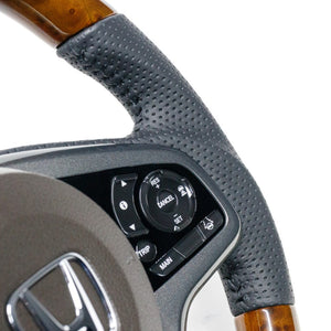 REAL ORIGINAL SERIES SOFT D SHAPE 42 BROWN WOOD BLACK STITCH STEERING WHEEL FOR HONDA N-VAN JJ1 JJ2  HND-42BRW