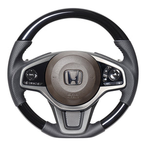 REAL ORIGINAL SERIES SOFT D SHAPE PIANO BLACK BLACK STITCH STEERING WHEEL FOR HONDA N-WGN JH3 JH4 HND-PBW