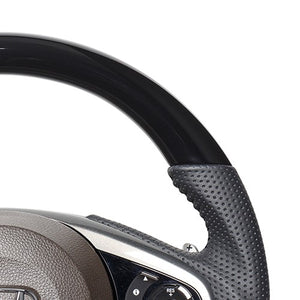 REAL ORIGINAL SERIES SOFT D SHAPE PIANO BLACK BLACK STITCH STEERING WHEEL FOR HONDA N-WGN JH3 JH4 HND-PBW
