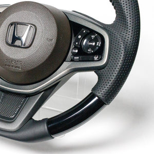 REAL ORIGINAL SERIES SOFT D SHAPE PIANO BLACK BLACK STITCH STEERING WHEEL FOR HONDA N-WGN JH3 JH4 HND-PBW