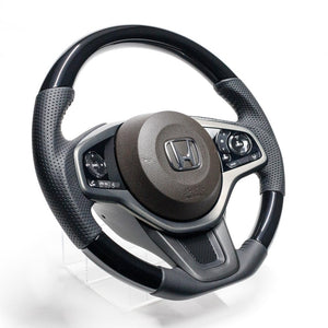 REAL ORIGINAL SERIES SOFT D SHAPE PIANO BLACK BLACK STITCH STEERING WHEEL FOR HONDA N-ONE JG3 JG4  HND-PBW
