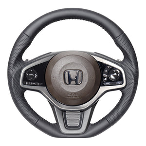 REAL ORIGINAL SERIES SOFT D SHAPE ALL LEATHER BLACK STITCH STEERING WHEEL FOR HONDA N-ONE JG3 JG4  HND-LPB