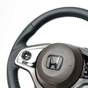 REAL ORIGINAL SERIES SOFT D SHAPE ALL LEATHER BLACK STITCH STEERING WHEEL FOR HONDA N-VAN JJ1 JJ2  HND-LPB