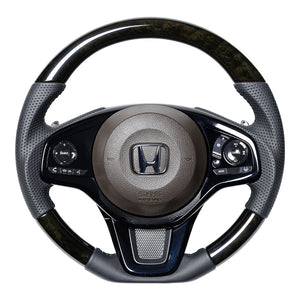 REAL ORIGINAL SERIES SOFT D SHAPE BLACK WOOD BLACK STITCH STEERING WHEEL FOR HONDA N-BOX JF3 JF4 HNC-BKW-BK