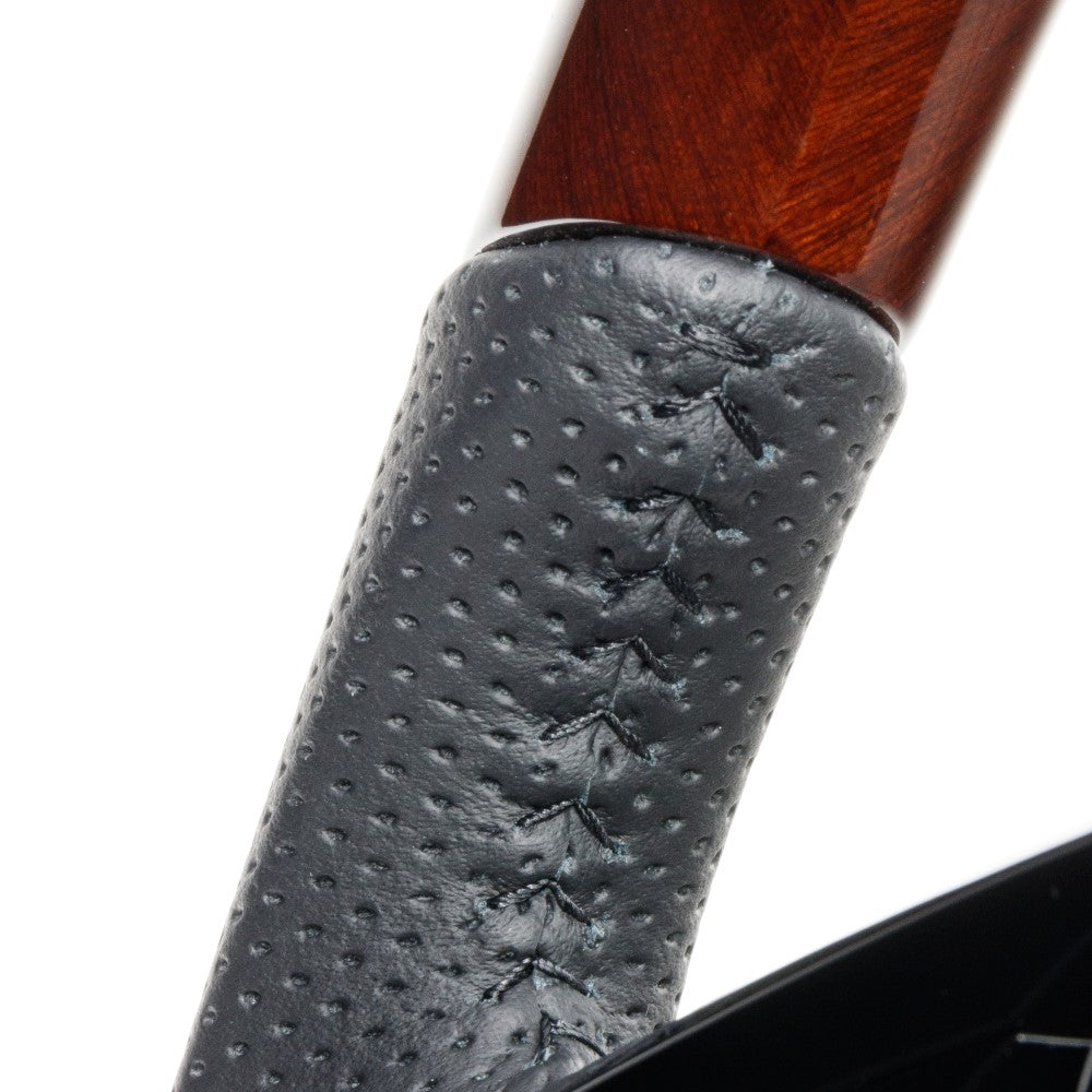 REAL ORIGINAL SERIES SOFT D SHAPE 56 BROWN WOOD BLACK STITCH STEERING WHEEL FOR HONDA N-BOX JF3 JF4 HNC-56BRW-BK