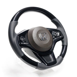 REAL ORIGINAL SERIES SOFT D SHAPE PIANO BLACK BLACK STITCH STEERING WHEEL FOR HONDA N-BOX JF3 JF4 HNC-PBW-BK