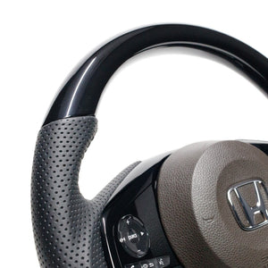 REAL ORIGINAL SERIES SOFT D SHAPE PIANO BLACK BLACK STITCH STEERING WHEEL FOR HONDA N-BOX JF3 JF4 HNC-PBW-BK