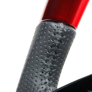 REAL ORIGINAL SERIES SOFT D SHAPE PEARL RED BLACK STITCH STEERING WHEEL FOR HONDA N-BOX JF3 JF4 HNC-RDW-BK