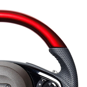 REAL ORIGINAL SERIES SOFT D SHAPE PEARL RED BLACK STITCH STEERING WHEEL FOR HONDA N-BOX JF3 JF4 HNC-RDW-BK