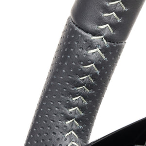 REAL ORIGINAL SERIES SOFT D SHAPE ALL LEATHER SILVER STITCH STEERING WHEEL FOR HONDA N-BOX JF3 JF4 HNC-LPB-SL