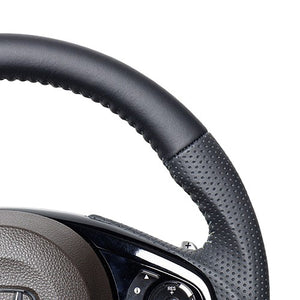 REAL ORIGINAL SERIES SOFT D SHAPE ALL LEATHER SILVER STITCH STEERING WHEEL FOR HONDA N-BOX JF3 JF4 HNC-LPB-SL