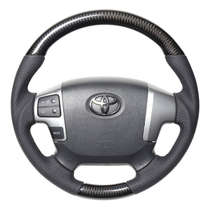REAL ORIGINAL SERIES GUN GRIP GENUINE SAME DIAMETER ROUND SHAPE BLACK CARBON BLACK EURO STITCH STEERING WHEEL FOR TOYOTA HIACE 200 : 4 TYPE OR KOUKI  H204-BKC-BK